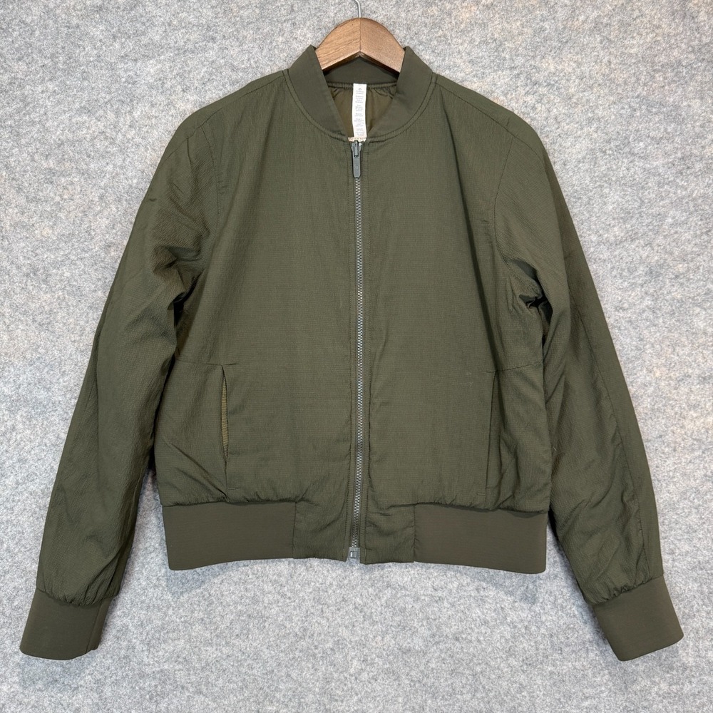 Lululemon Non Stop Bomber Jacket Womens 10 Reversible Primaloft Insulated Olive